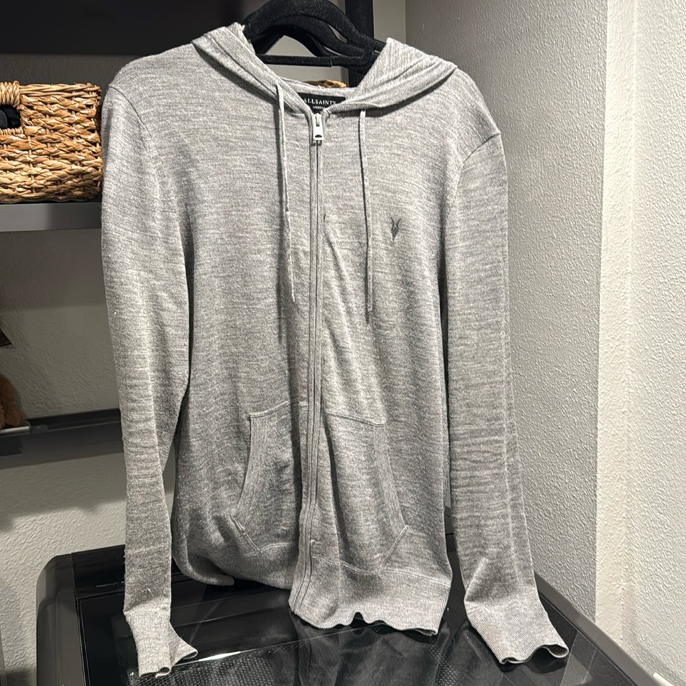 Men’s All Saints Mode Slim Fit Merino Wool Zip Hoodie